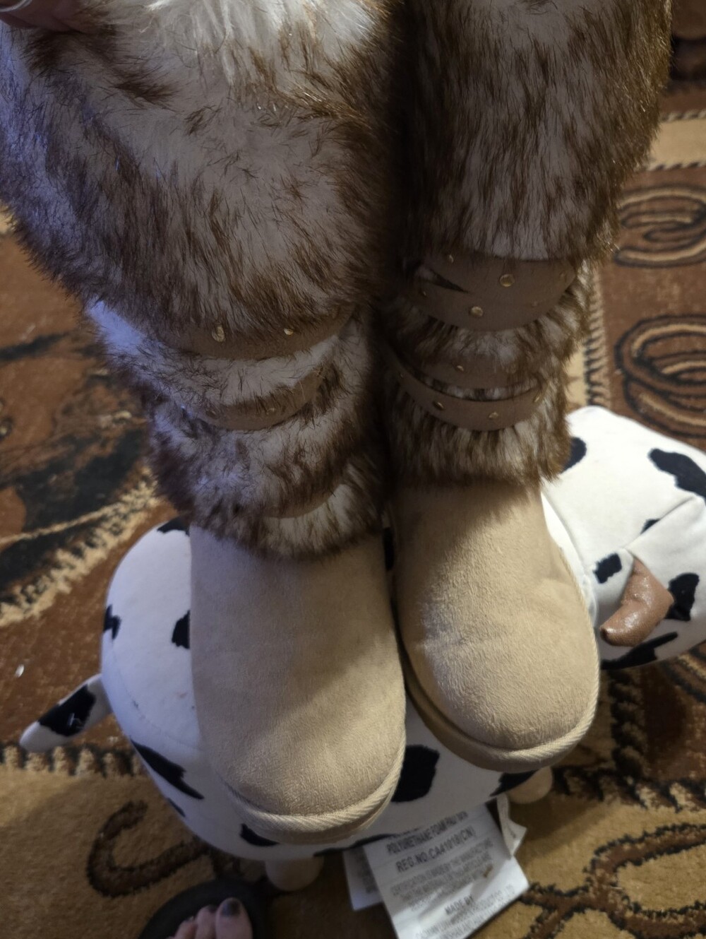 Faux-Fur Beige Winter Boots